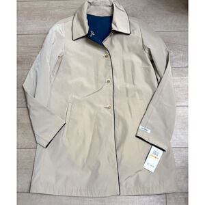 NWT JANE POST STONE PEACOCK REVERSIBLE RAIN JACKET COAT SZ S